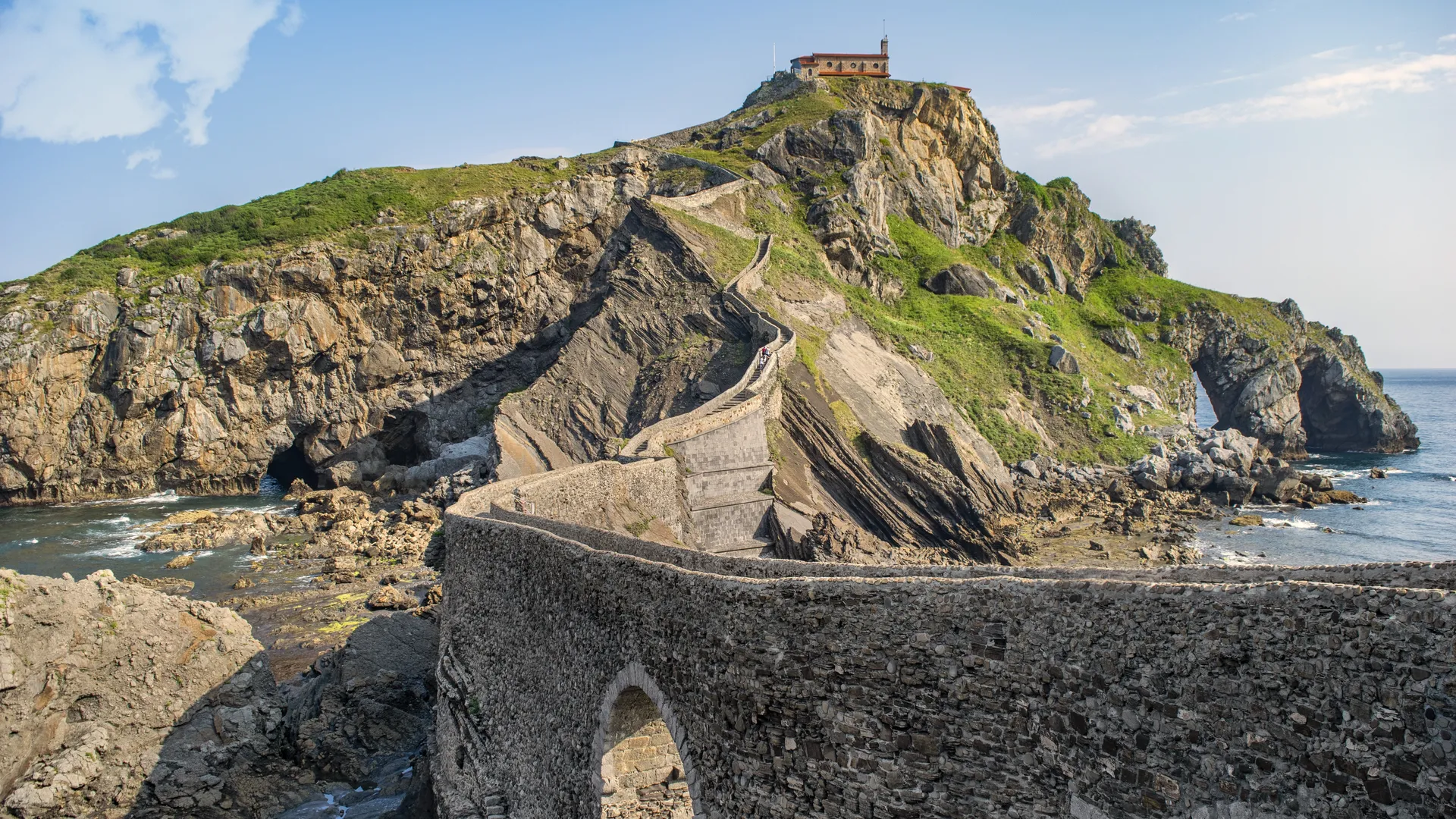 风景 自然 建筑 水 海景 古桥 岩石 大海 电脑壁纸 4K壁纸