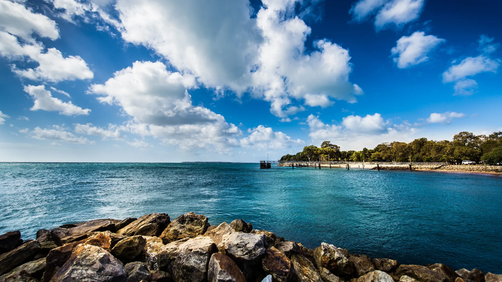 风景 海洋 海岸 海滩 码头 天空 地平线 云 户外  电脑壁纸 4K壁纸