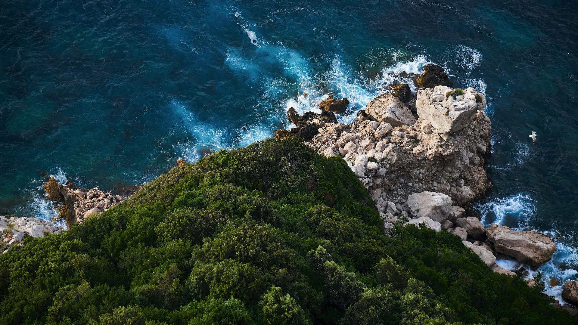 风景 海岸 海洋 鸟瞰 岩石 海浪  电脑壁纸 4K壁纸