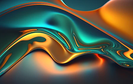  橙色 青绿色 液体 抽象 简单背景 极简主义 