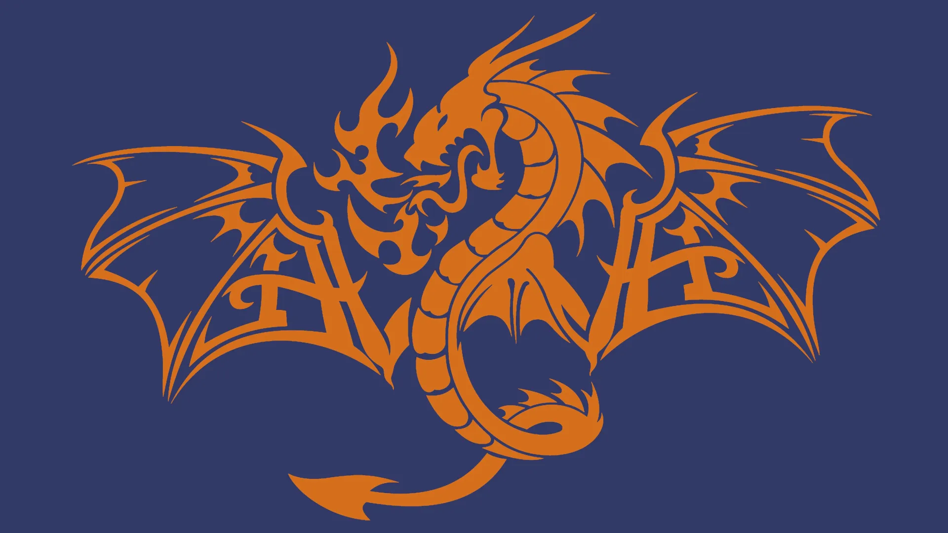 龙 部落 生物 抽象 蓝色背景 橙色 奇幻艺术 简单背景 