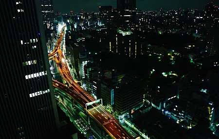 高速公路 东京 城市景观 夜间 城市灯光 亚洲 