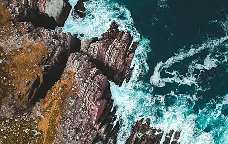 海 岩石 水 蓝色 鸟瞰 风景  电脑壁纸 4K壁纸