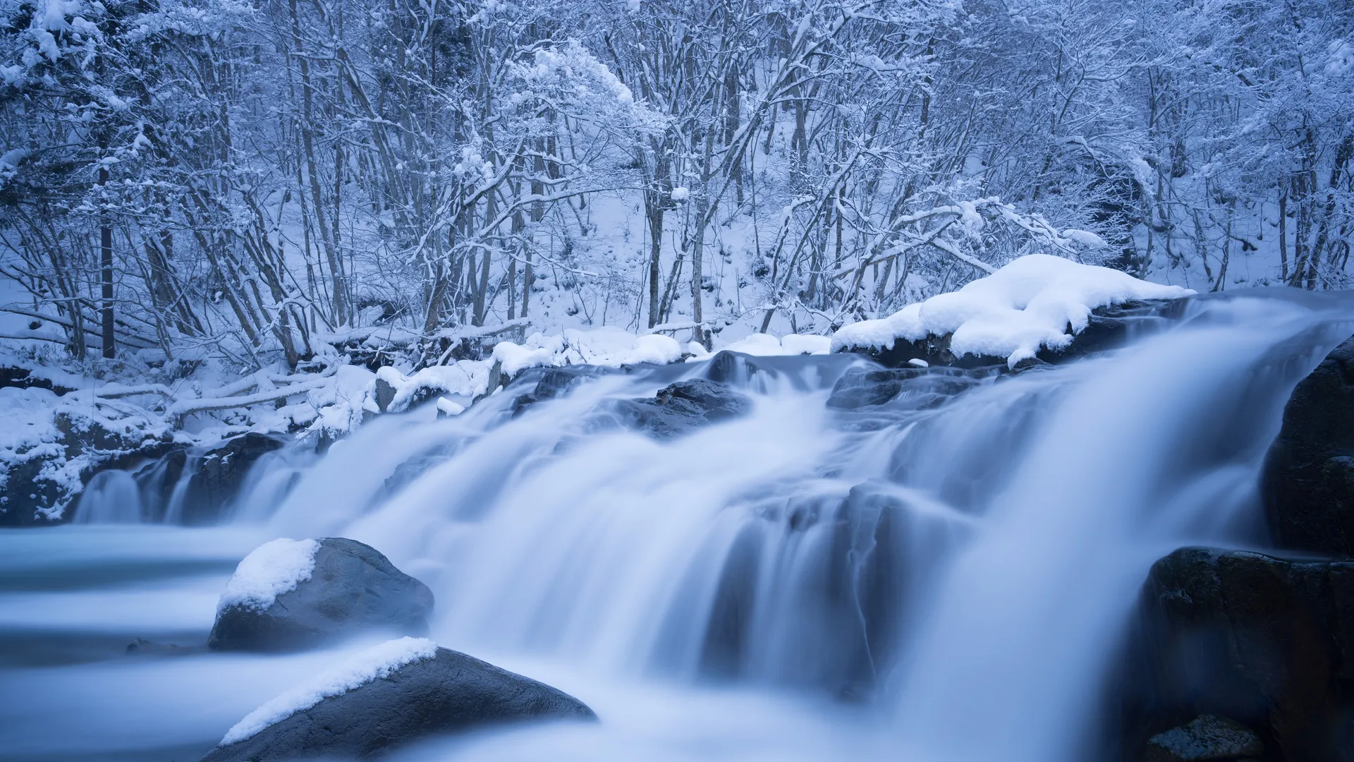 冬天 瀑布 水 冰 雪 自然 河流  电脑壁纸 4K壁纸