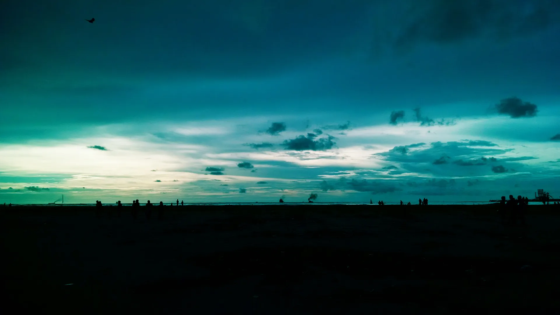 天空 蓝色 海滩 地平线 夜晚 户外  电脑壁纸 4K壁纸