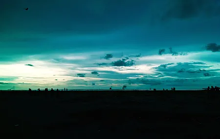 天空 蓝色 海滩 地平线 夜晚 户外 