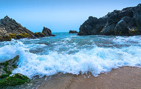 海滩 夏天 自然 海洋 岩石  电脑壁纸 4K壁纸