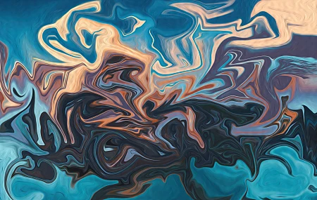 抽象 AI艺术 图片 流体 液体 蓝色 油画 飞溅油漆  电脑壁纸 4K壁纸