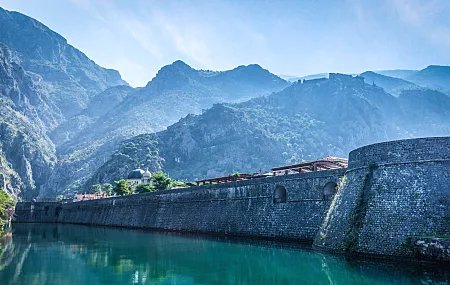 黑山 科托尔 镇 墙 山 岩石 水 户外 