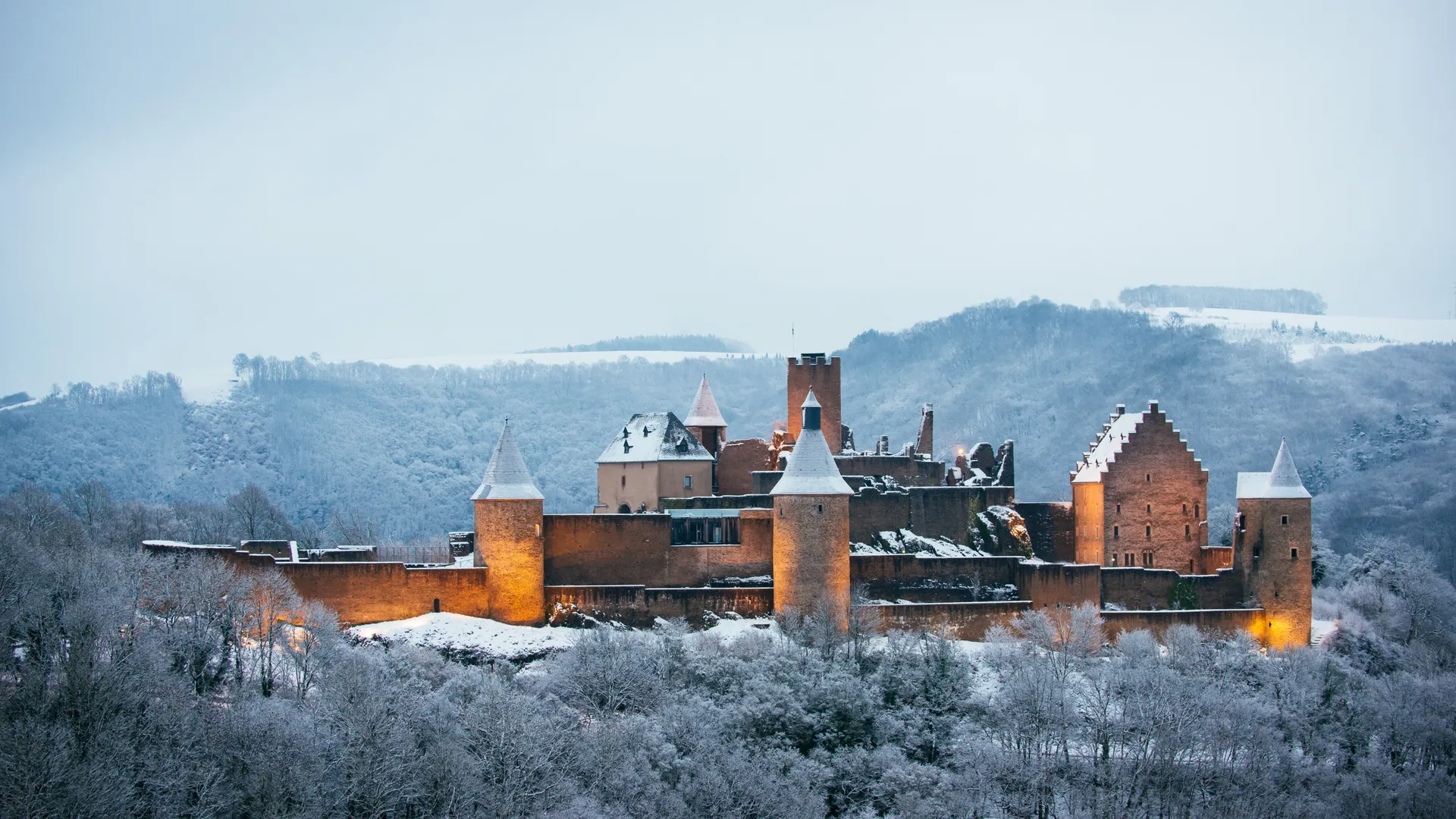 城堡 风景 冬天 树木  雪 电脑壁纸 4K壁纸