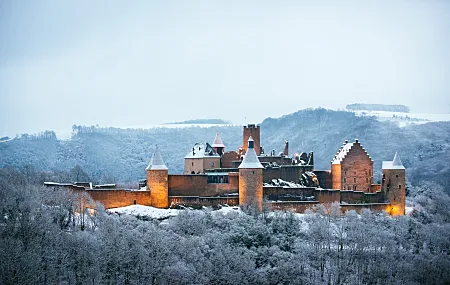 城堡 风景 冬天 树木  雪 电脑壁纸 4K壁纸