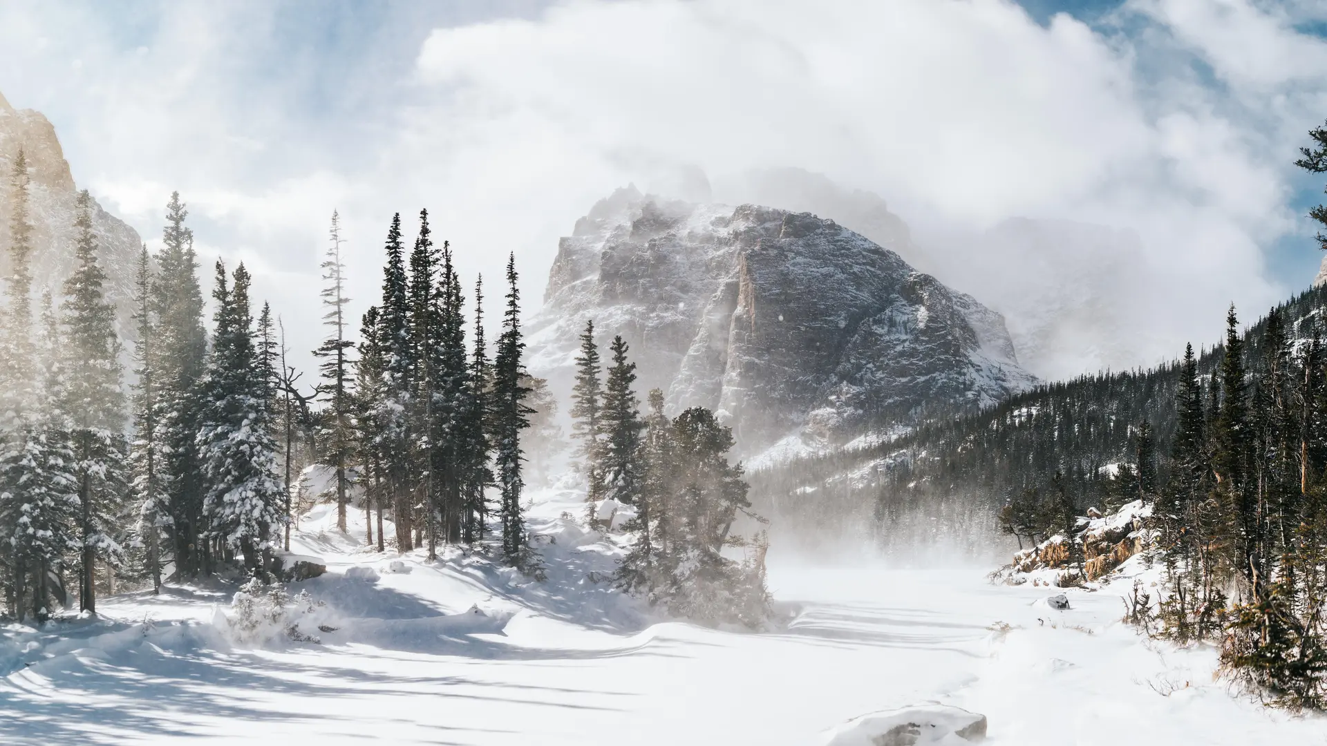 自然 风景 冬天 雪 雾 山 树  电脑壁纸 4K壁纸