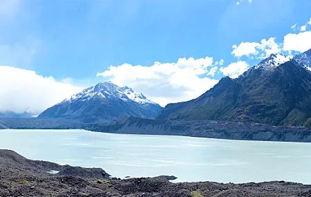 风景 山脉 天空 云 湖水 自然 景观 旅行 电脑壁纸 8K壁纸