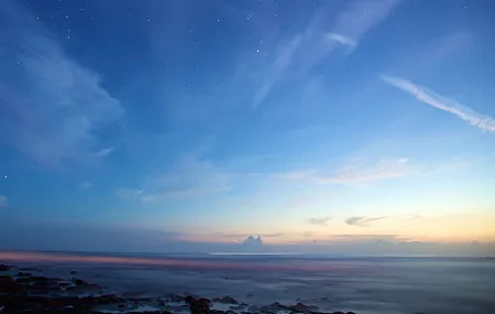 天空 地平线 星星 风景 自然 户外 蓝色  电脑壁纸 4K壁纸