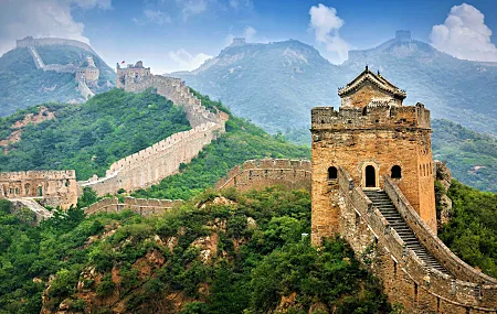 中国长城 城墙 中国 山脉 历史 风景 天空 亚洲 森林 地标 