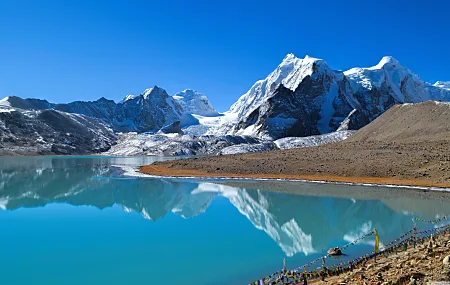 山 湖 雪 风景 自然 水 反射 户外 雪峰 天空  电脑壁纸 4K壁纸