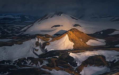 冰岛 自然 风景 山脉 雪 日落  电脑壁纸 4K壁纸