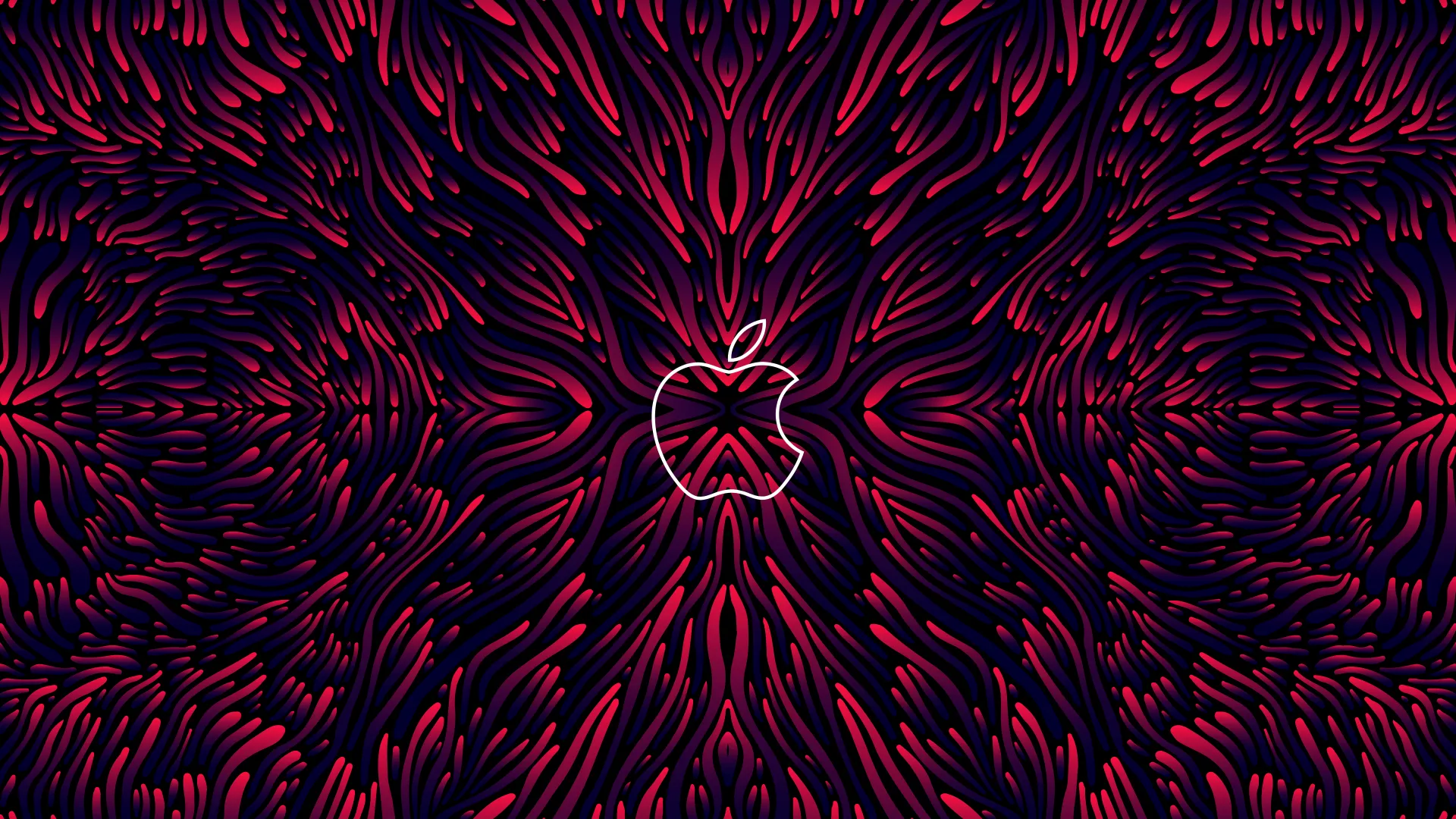 苹果公司 抽象 AI艺术 版 对称 红色 徽标 电脑壁纸 8K壁纸