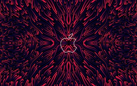 苹果公司 抽象 AI艺术 版 对称 红色 徽标 电脑壁纸 8K壁纸