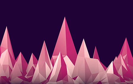 极简主义 AI艺术 简单背景 低多边形 紫色 粉色 山脉 几何 