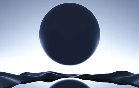 AI艺术 插图 球 抽象 湖泊 沙丘 极简主义 反射 