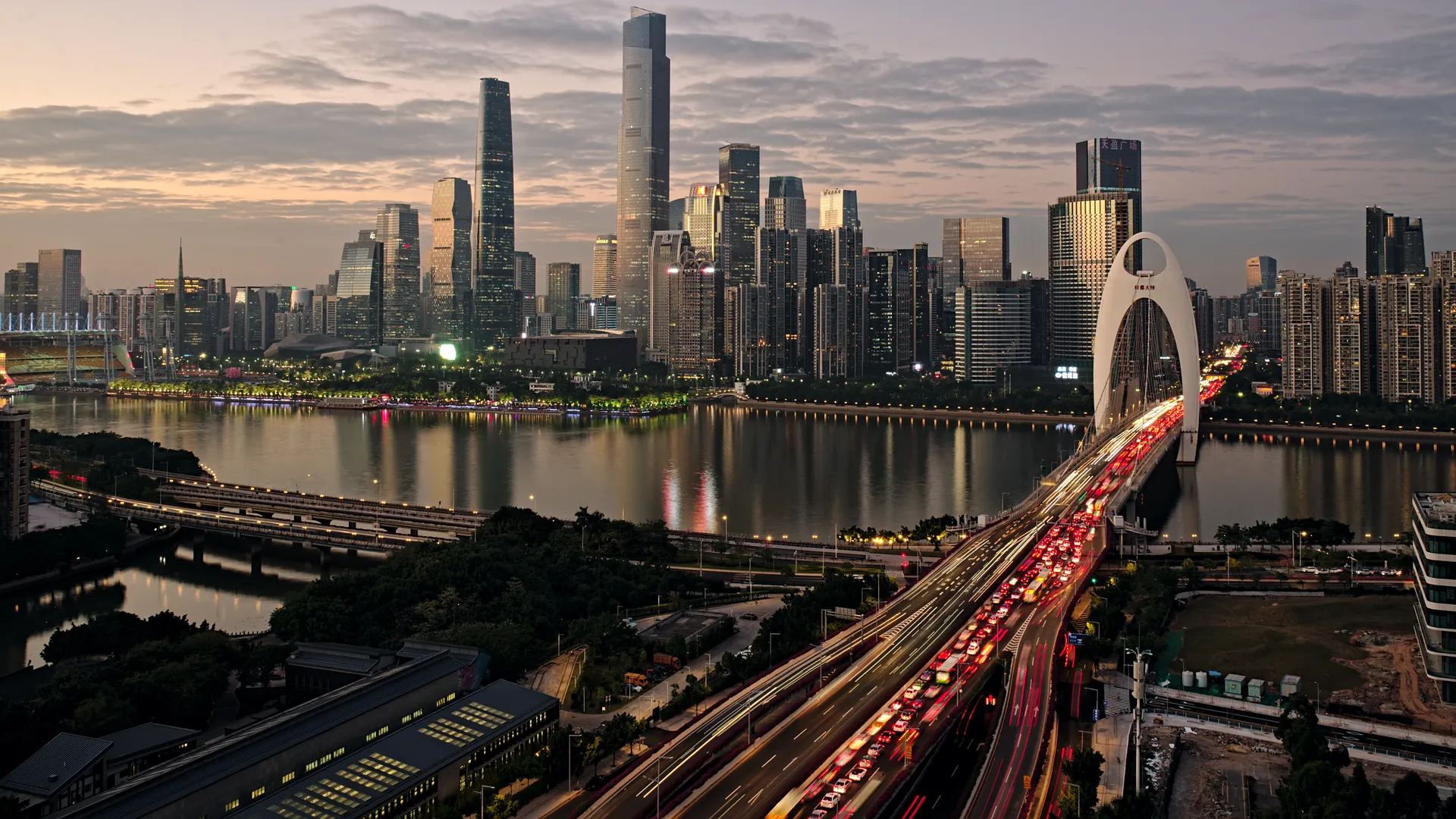 中国 城市 风貌 滨水 建筑 夜景 电脑壁纸 4K壁纸