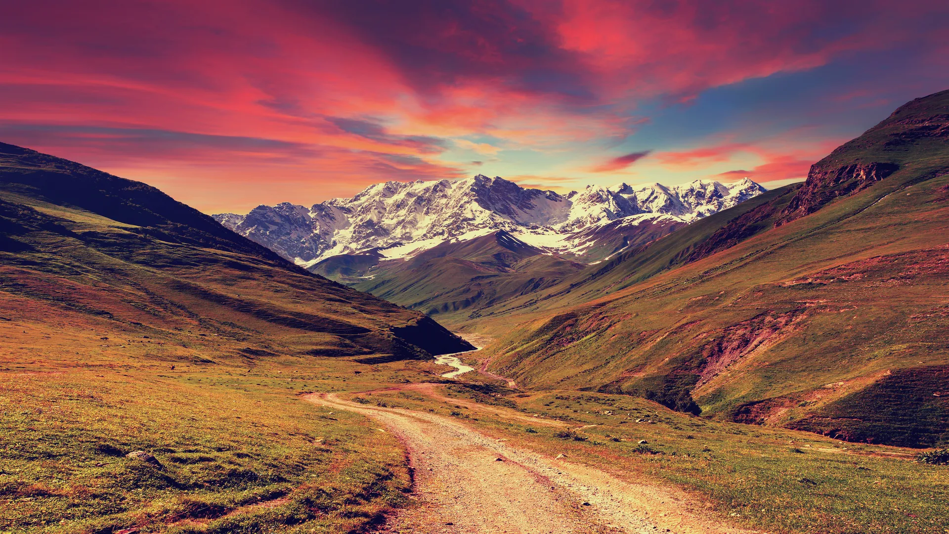 风景 自然 山 日落 全景 阳光  电脑壁纸 4K壁纸