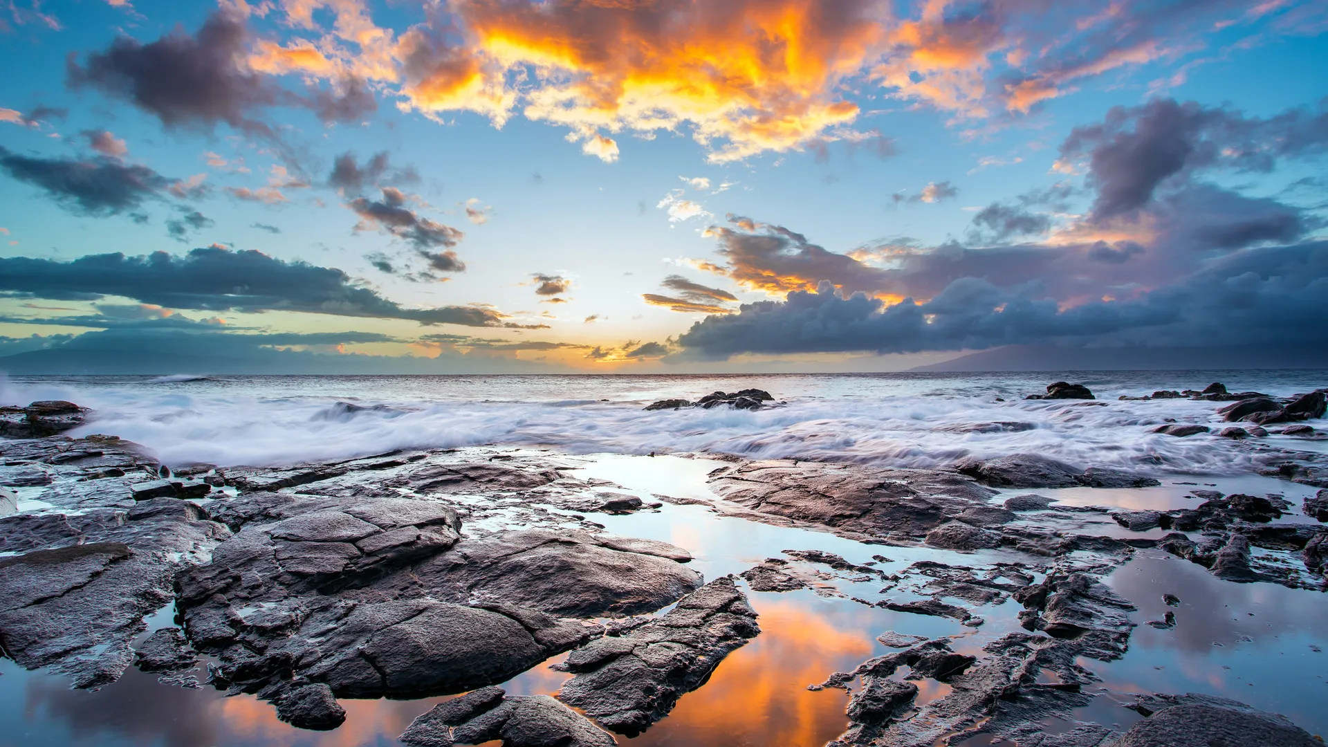 水 海 日落 海岸 云 海浪 石头 风景 自然 天空 阳光  电脑壁纸 4K壁纸