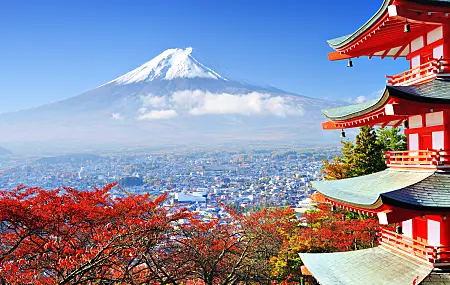  天际线 富士山 火山  风景 建筑 樱花 电脑壁纸 4K壁纸