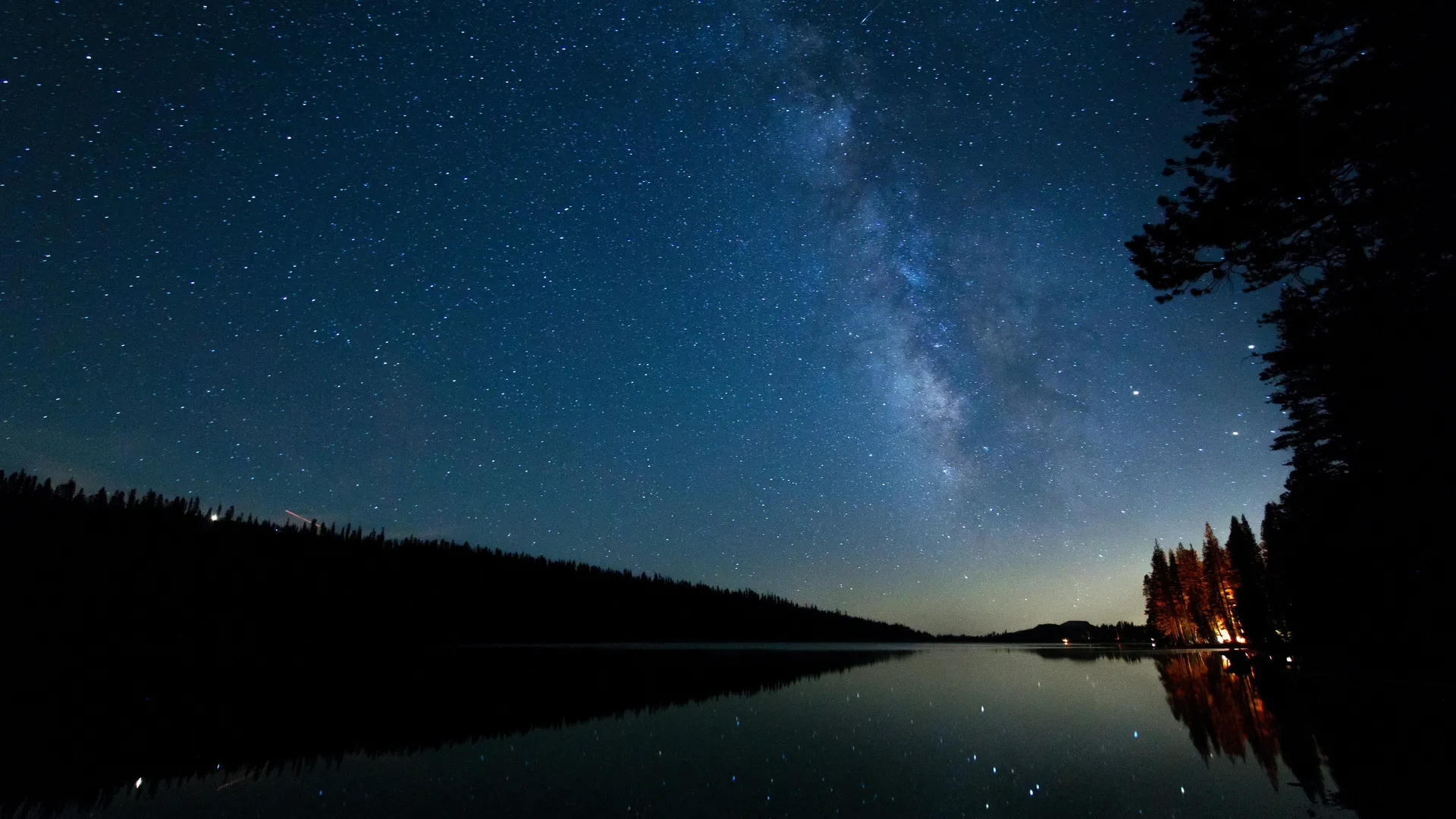 夜 夜空 湖 自然 风景 星空 极光 电脑壁纸 4K壁纸