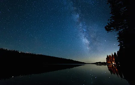 夜 夜空 湖 自然 风景 星空 极光 电脑壁纸 4K壁纸