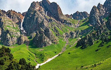 自然 风景 山脉 春天 天空 草地  电脑壁纸 4K壁纸