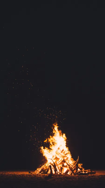 自然 火焰 夜晚 黑暗 燃烧 篝火 肖像显示 手机壁纸 4K壁纸