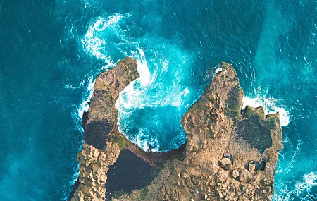 风景 海 水 海岸 岩石 青色 波浪  4K壁纸