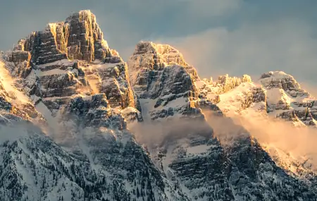 摄影 自然 风景 山脉 薄雾 岩石形成 雪 