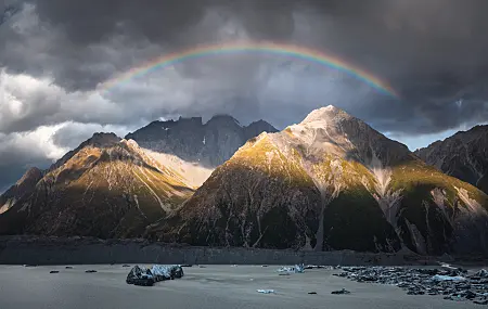 自然 风景 山脉 云彩 彩虹 