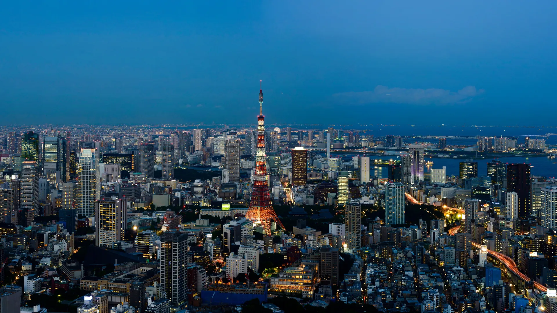 东京，东京塔，城市景观，城市，城市灯光，黄昏，亚洲，电脑壁纸，4K壁纸