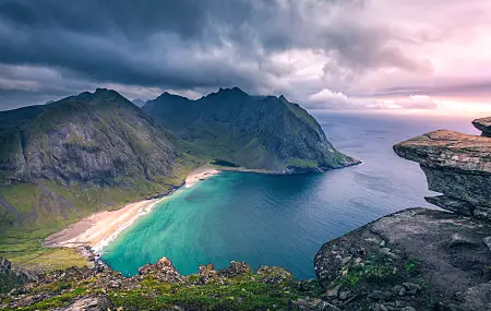 自然 风景 云 山 丘 海 风暴 鸟瞰 海浪 4K壁纸