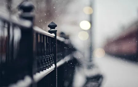 栅栏 景深 雪花 城市 雪花 冬季 