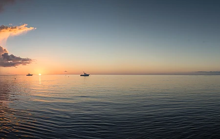 景观 海 地平线 日落 云 自然 船 多显示器 全景 双显示器 8纸