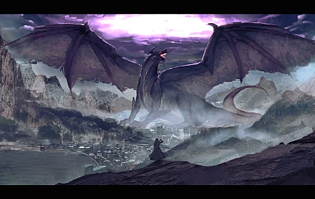 战士 罗拉·诺亚 AI艺术 插图 生物 龙 翅膀 剑 世界末日 毁灭 山脉 奇幻艺术 