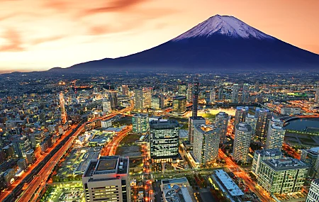  横滨 市景 城市 城市灯光 鸟瞰 富士山 