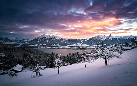 自然 冬天 山脉 寒冷 风景 雪峰 雪山 4K壁纸