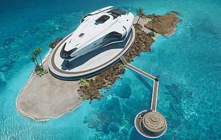 明星公民 海洋 岛屿 宇宙飞船 科幻小说 AI艺术 树木 