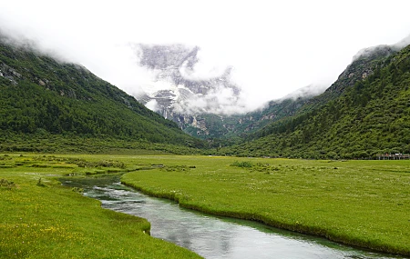 山景 自然 水 河流 云 草 山 