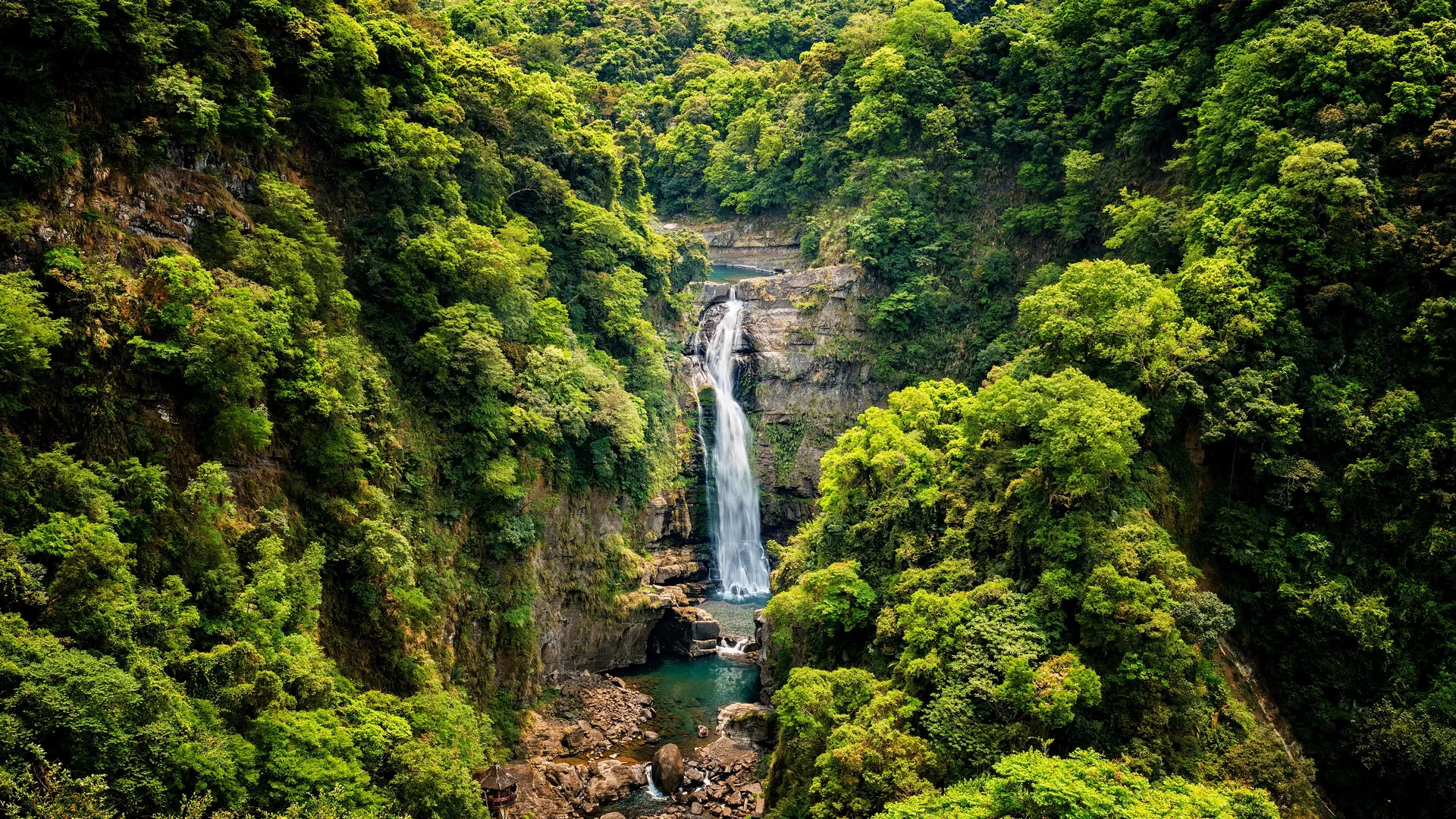 瀑布 自然 风景 森林 