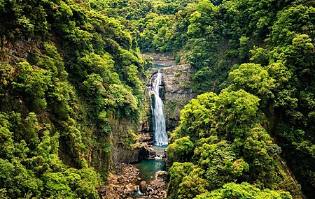 瀑布 自然 风景 森林 4K壁纸