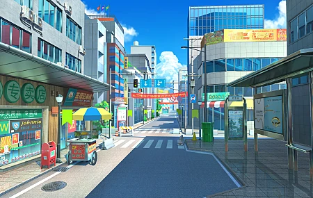 AI艺术 道路 建筑 商店 日光 风景 