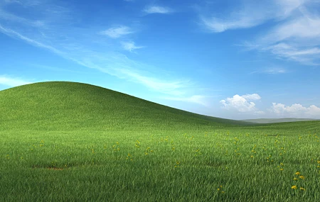 WindowsP，怀旧，K，天蓝，云，环境，黄花，微软Windows，自然，风景，草，天空，PS过的，花，山，电脑壁纸，4K壁纸
