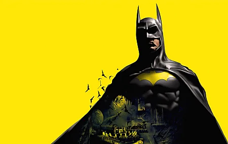蝙蝠侠 黄色背景 简单的背景 蝙蝠 蝙蝠洞 漫画 蝙蝠车 黄色 